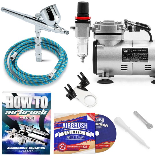 PointZero; PointZero Multi-purpose Airbrush Kit with Compressor Crafts Hobby Art Cake Decorating; Category:Airbrushing; Image:1